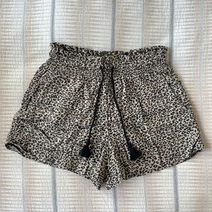Abercrombie High Waisted Drawstring Leopard Shorts